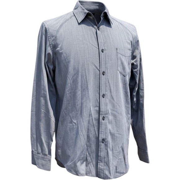Howe Other - Howe Button Down Shirt Mens Large Midnight Blue Microstripe Raglan Modern Indie